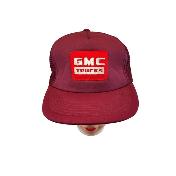 Vintage GMC Trucks Patch Red Mesh Trucker Hat Snapback Young An Adjustable - Picture 2 of 11